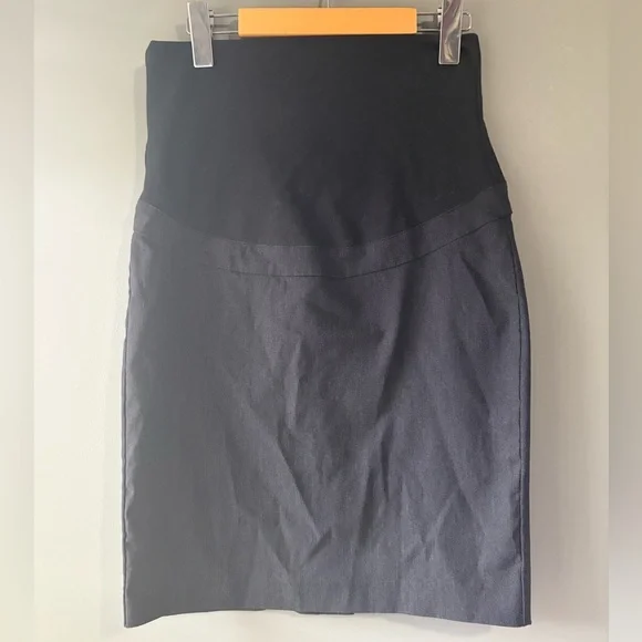 Thyme Maternity Black Pencil Skirt Small 🤰 Stretch Work Office Business Casual - Picture 2 of 8